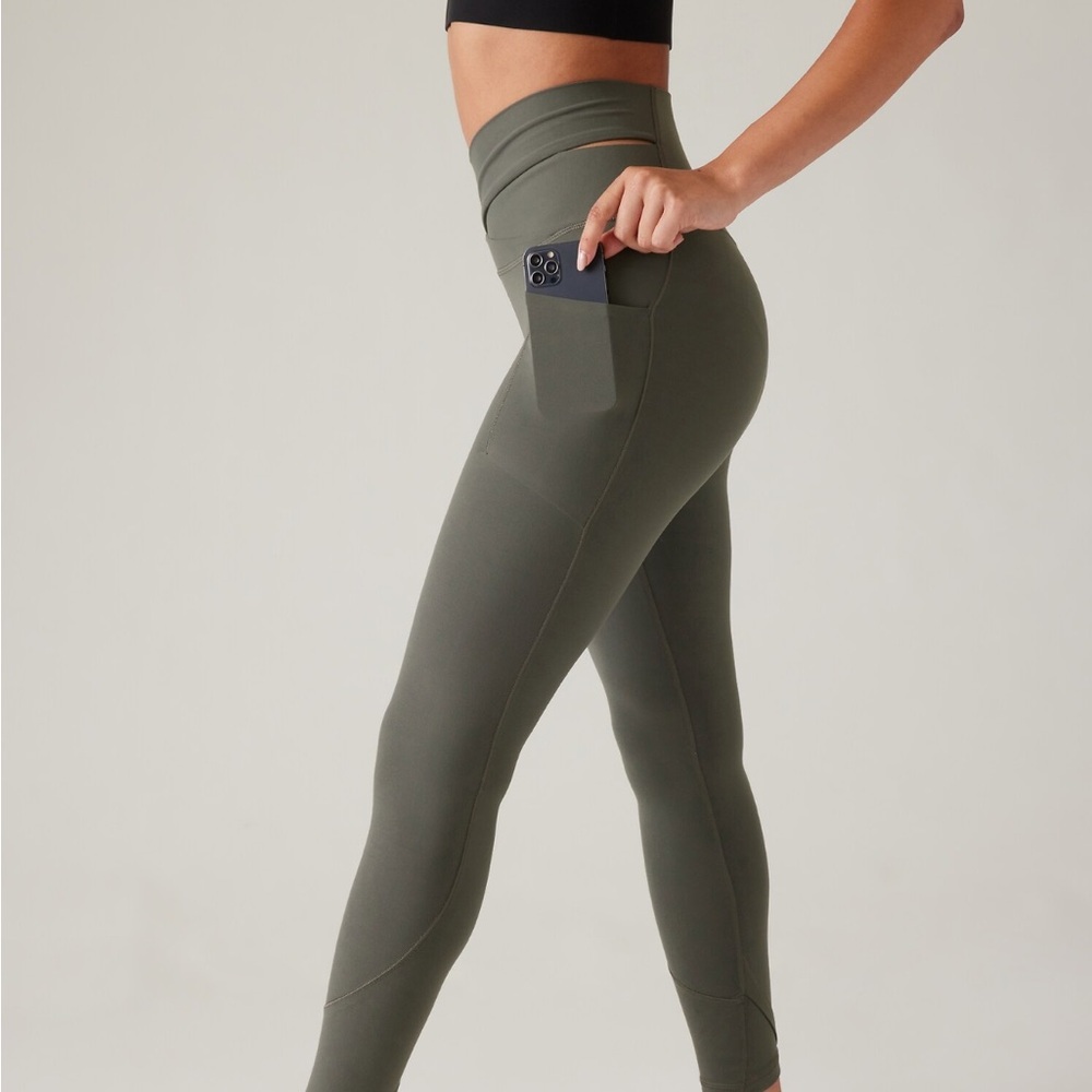 Athleta Olive Green Salutation Stash Leggings - image 2